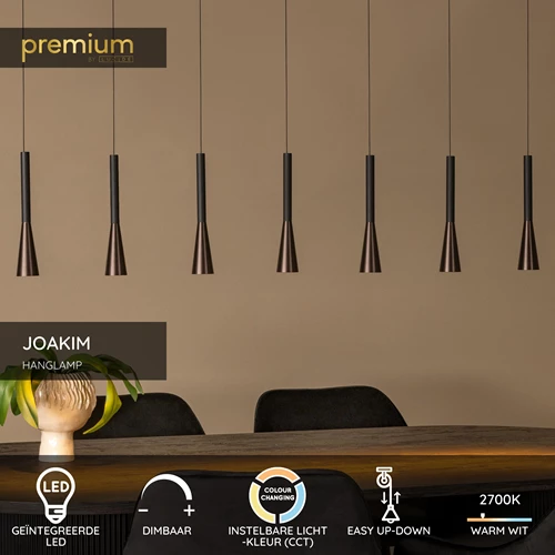 Lucide JOAKIM - Hanglamp - LED Dimb. - CCT - 7x6,2W 2700K/4000K - Koffie | Premium - USP